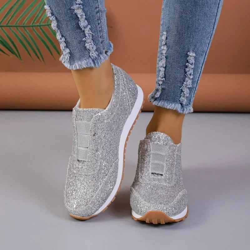 Stephanie - Glamouröse Damen Sneaker mit Glitzer für den Sommer