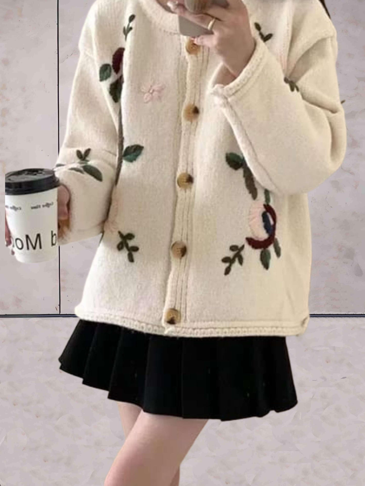Ermana - Floraler Strick-Cardigan für den Winter
