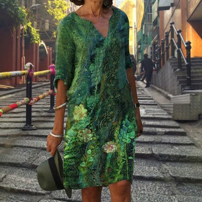 Hannah | Kleid mit V-Ausschnitt und halben Ärmeln