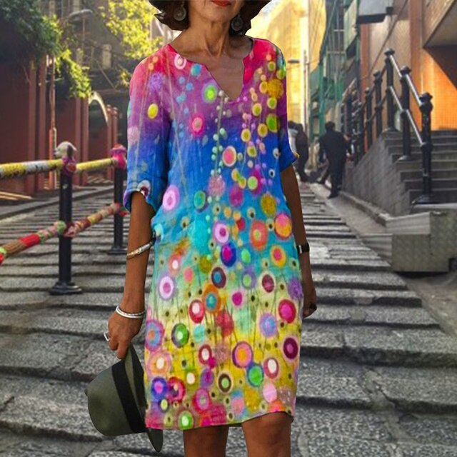 Hannah | Kleid mit V-Ausschnitt und halben Ärmeln