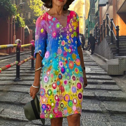 Hannah | Kleid mit V-Ausschnitt und halben Ärmeln