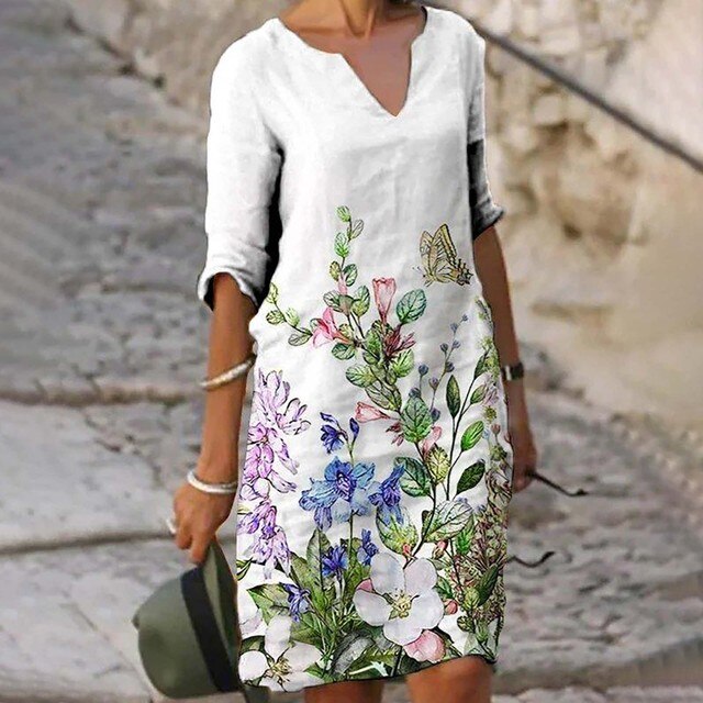 Hannah | Kleid mit V-Ausschnitt und halben Ärmeln