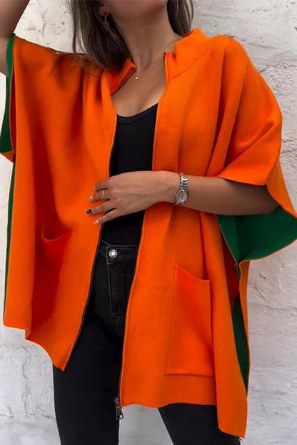 Lasetha | Grüne Zipper-Stehkragenjacke