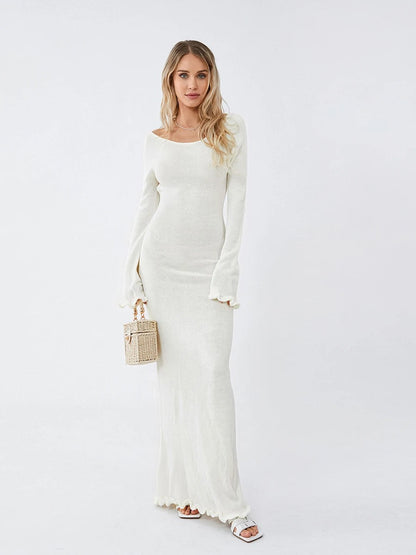 Thaliora® | Figurbetontes Maxikleid mit Volantärmeln