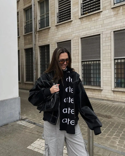 Poiveira | Übergroße Lederjacke