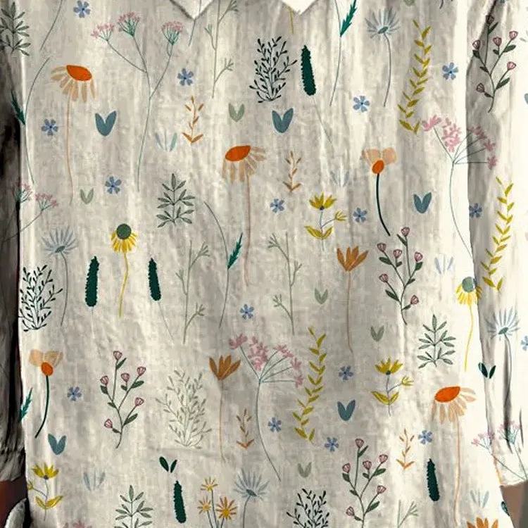 Flora - Verspielte Damenbluse mit Wildblumen-Muster