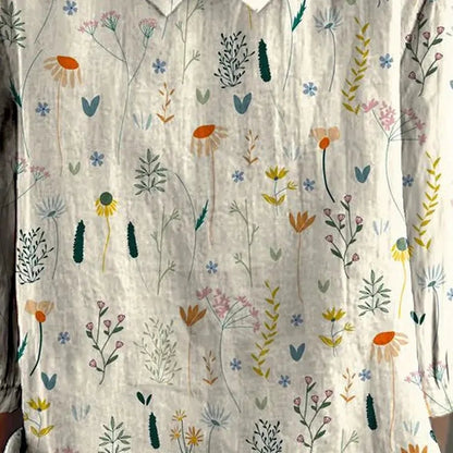 Flora - Verspielte Damenbluse mit Wildblumen-Muster