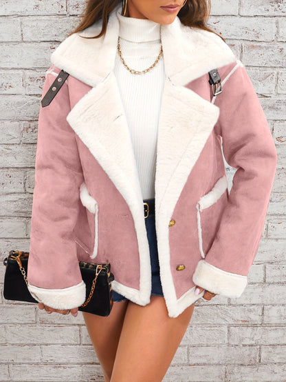 Leyarae | Plüsch Jacke mit Reverskragen – Winter Warme Lässige Oberbekleidung