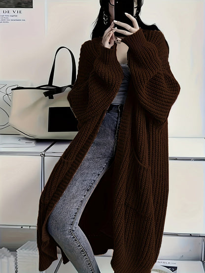 Leyennae | Grauer Strick-Cardigan mit offener Vorderseite