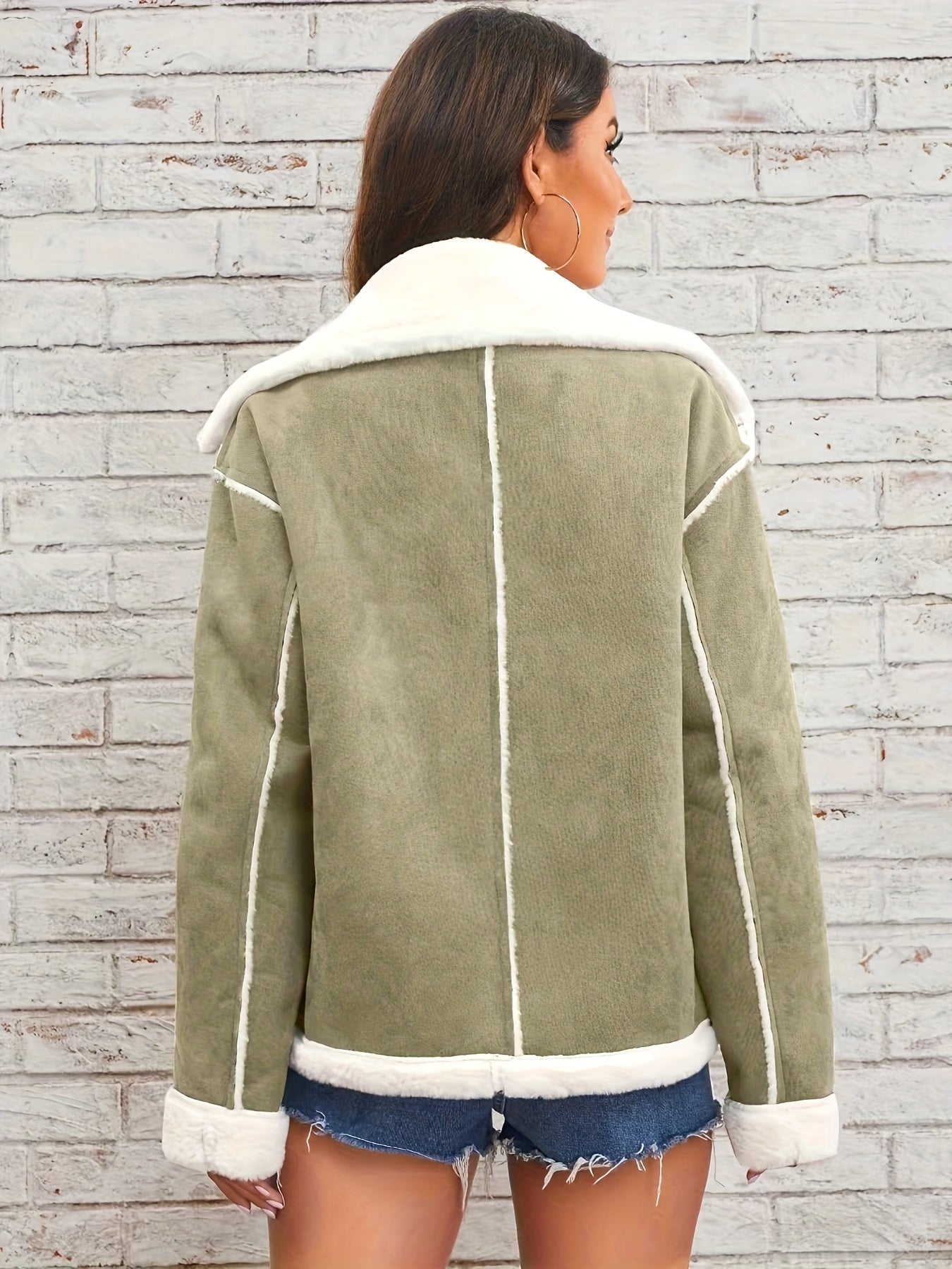 Leyarae | Plüsch Jacke mit Reverskragen – Winter Warme Lässige Oberbekleidung