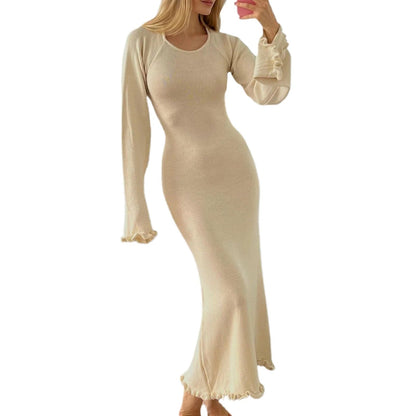 Thaliora® | Figurbetontes Maxikleid mit Volantärmeln