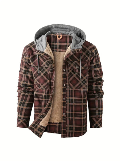 Keymirae | Warmer Fleece-Kapuzenmantel im Retro-Stil mit Karomuster für Herbst oder Winter