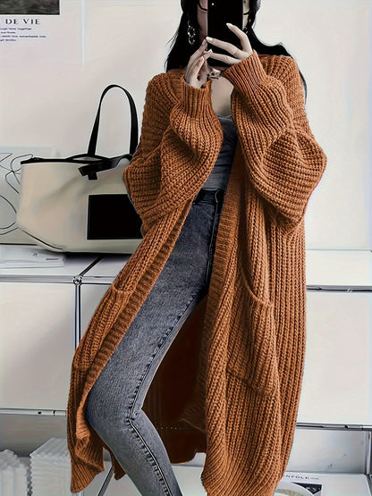 Leyennae | Grauer Strick-Cardigan mit offener Vorderseite