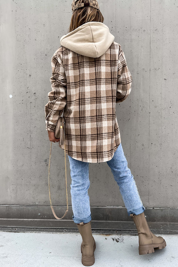 Lasandraith | Kariertes Kapuzenmantel in Khaki