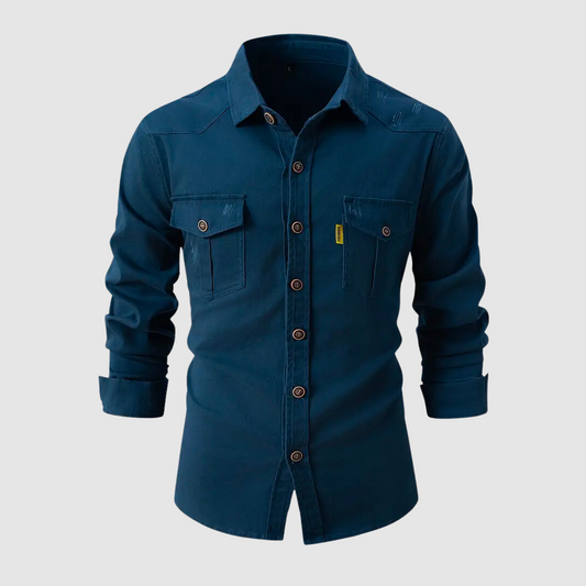 Bodhi Herren Baumwollhemd | Langarmshirt mit Umlegekragen für stilvolle Freizeitlooks
