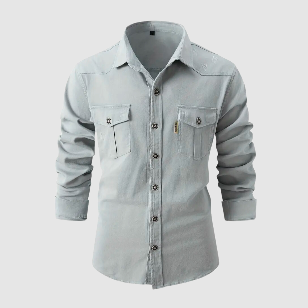 Bodhi Herren Baumwollhemd | Langarmshirt mit Umlegekragen für stilvolle Freizeitlooks