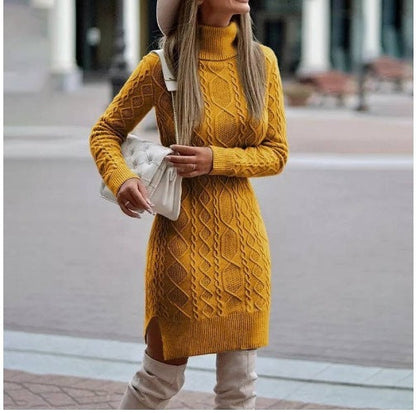 Amy – Winter Pullover Kleid mit Schlitz Design