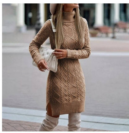 Amy – Winter Pullover Kleid mit Schlitz Design