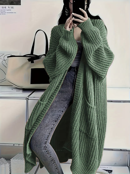 Leyennae | Grauer Strick-Cardigan mit offener Vorderseite