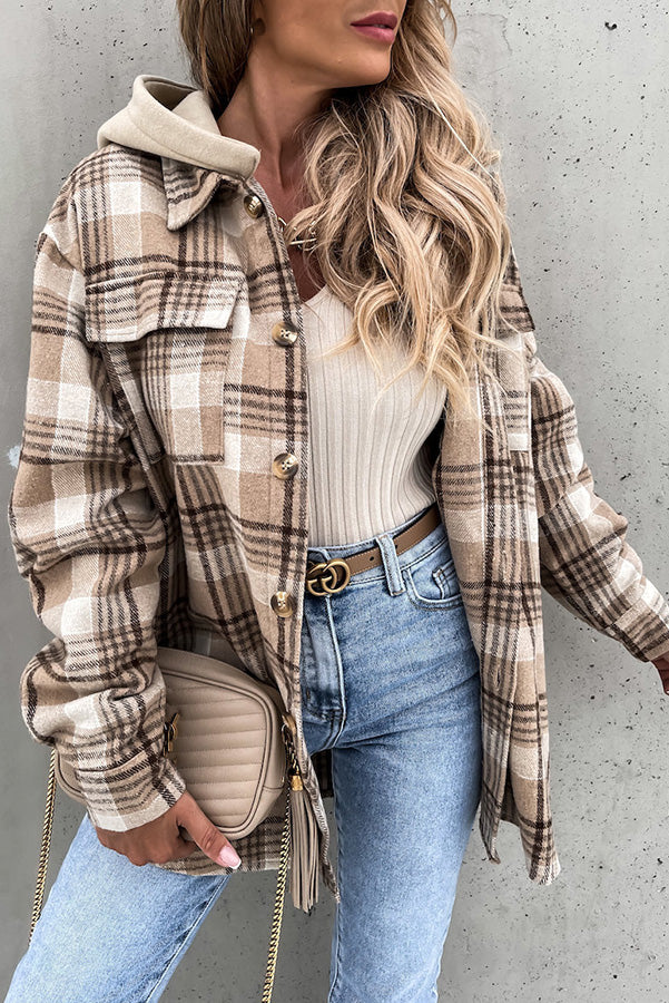 Lasandraith | Kariertes Kapuzenmantel in Khaki