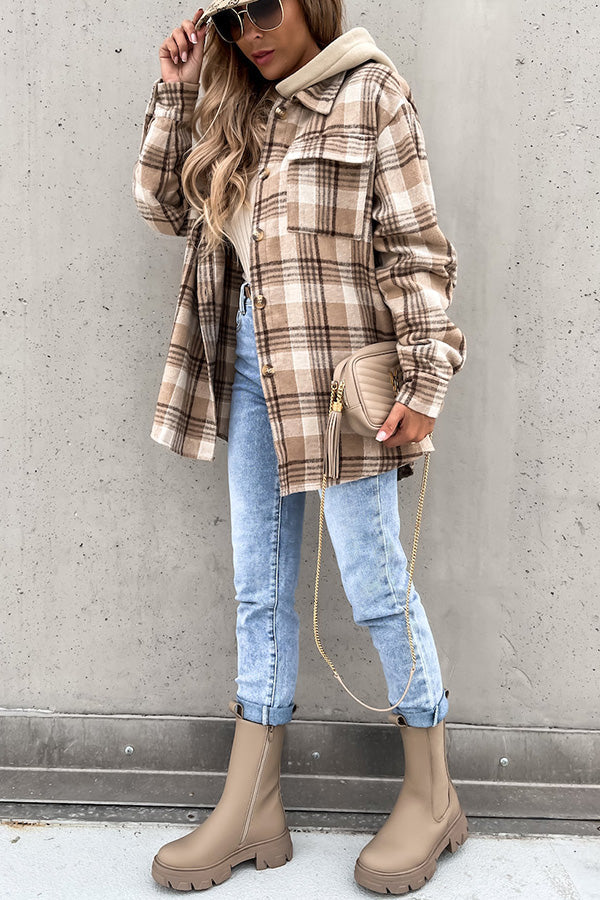 Lasandraith | Kariertes Kapuzenmantel in Khaki