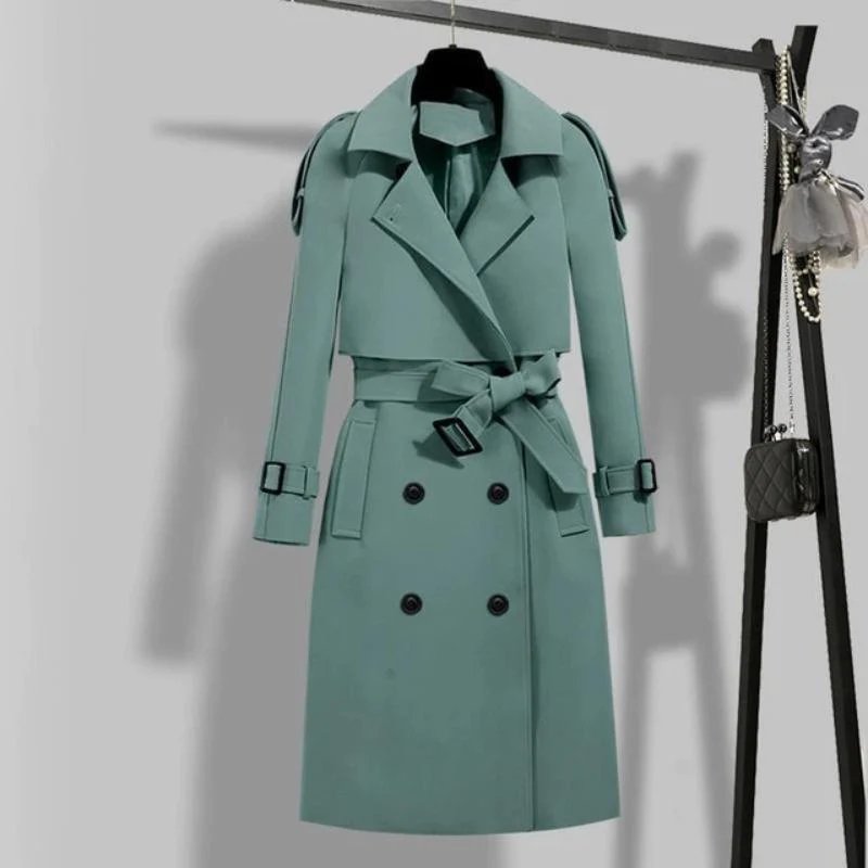 Laseanna | Schwarzer Trenchcoat mit Gürtel