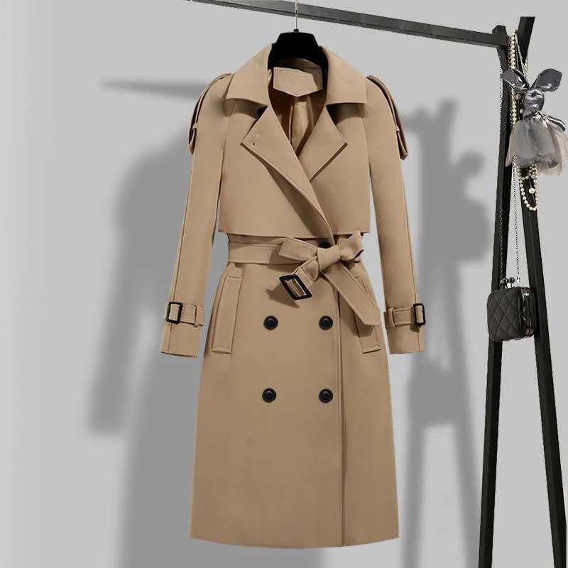 Laseanna | Schwarzer Trenchcoat mit Gürtel
