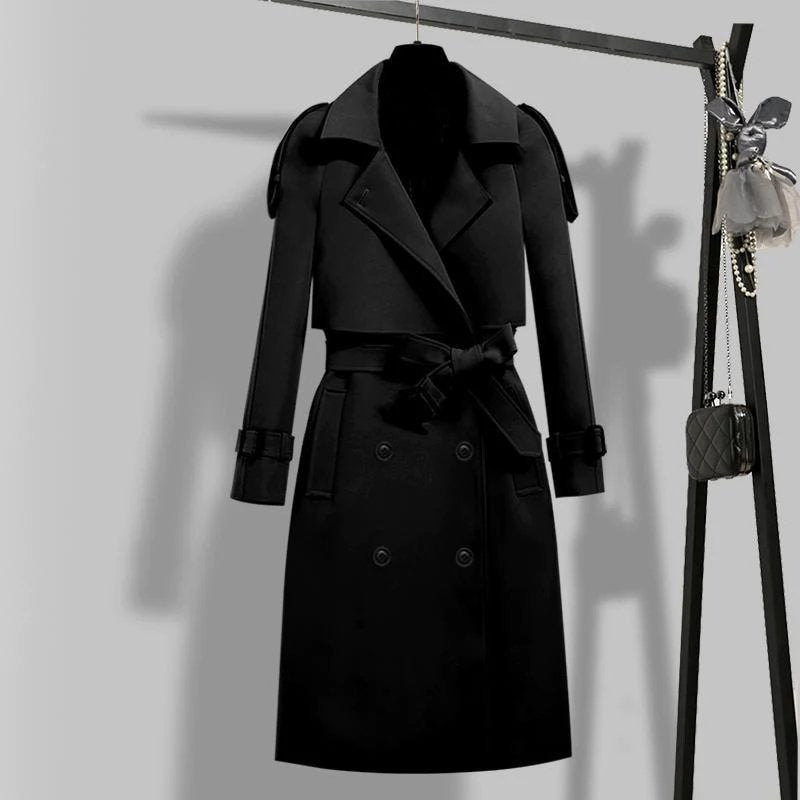 Laseanna | Schwarzer Trenchcoat mit Gürtel