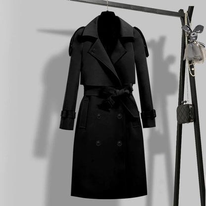 Laseanna | Schwarzer Trenchcoat mit Gürtel