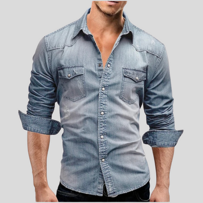 Davian Herren Jeanshemd | Vielseitiges Denim-Hemd mit Brusttasche