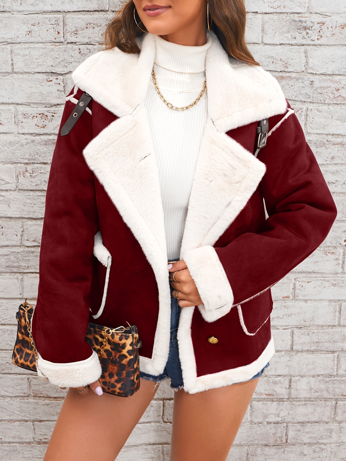 Leyarae | Plüsch Jacke mit Reverskragen – Winter Warme Lässige Oberbekleidung