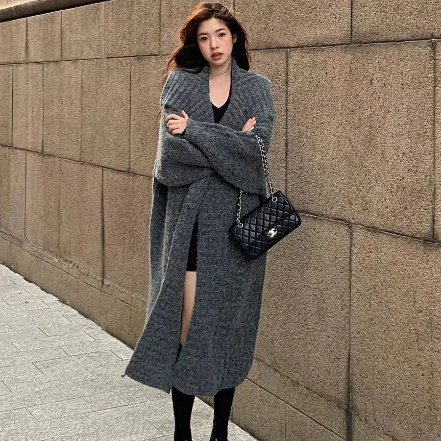 Wesara | Damen Strickjacke mit Kragen und Patchwork-Design – Perfekt für den Winter