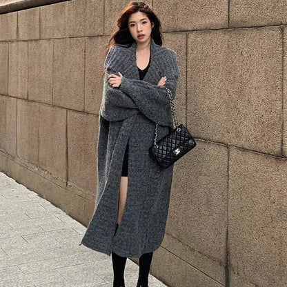 Wesara | Damen Strickjacke mit Kragen und Patchwork-Design – Perfekt für den Winter