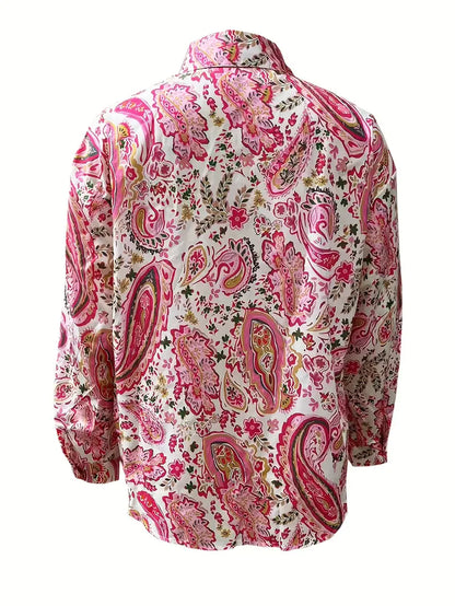 Bartina - Damen Langarmhemd mit Paisley-Muster und Knopfleiste