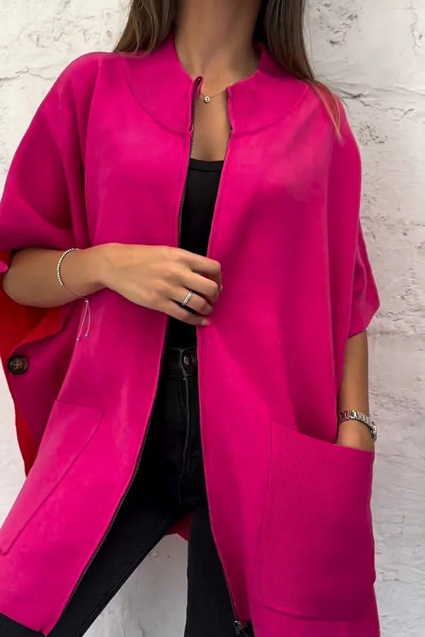 Lasetha | Grüne Zipper-Stehkragenjacke