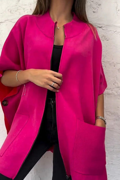 Lasetha | Grüne Zipper-Stehkragenjacke