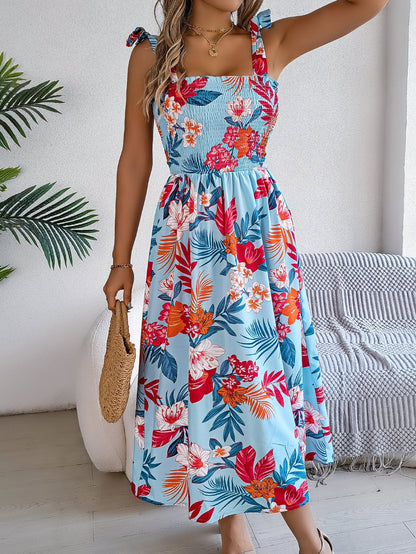Alice – Langes Damenkleid mit Blumenmuster und Korsett