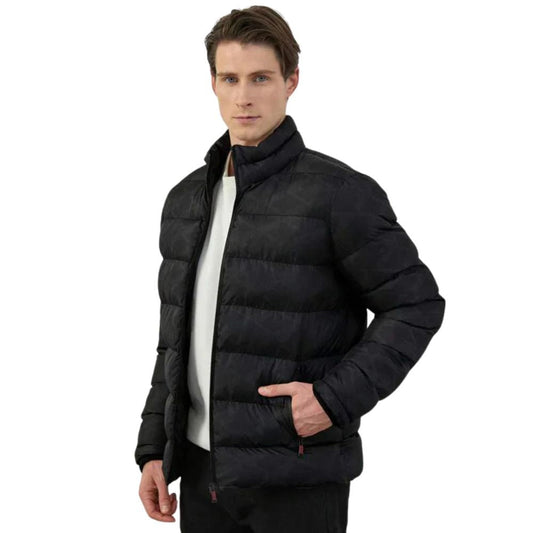 Schwarzer trendiger Winterjacke für Herren - Nico