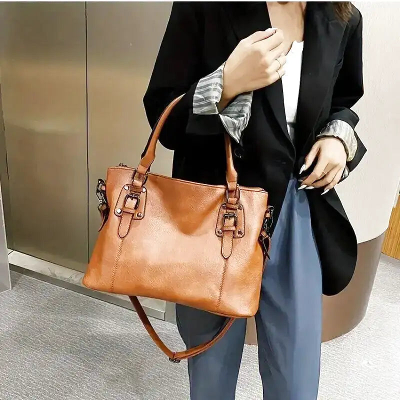 Isabella - Vintage-Handtasche aus weichem Leder mit großem Fassungsvermögen und Schultergurt