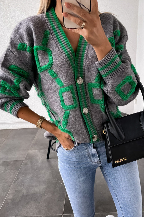Lasandreth | Rosa Kunst-Knopfstrickjacke
