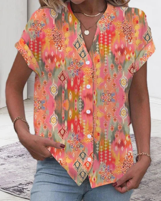Lara - Bunte Damenbluse mit modernem Muster