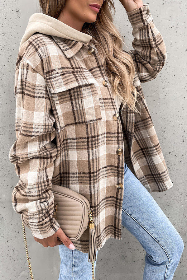 Lasandraith | Kariertes Kapuzenmantel in Khaki