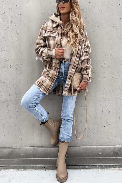 Lasandraith | Kariertes Kapuzenmantel in Khaki