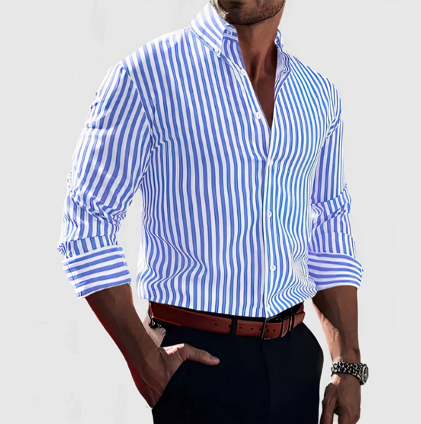 Herren elegante gestreiftes Sommerhemd - Augusto