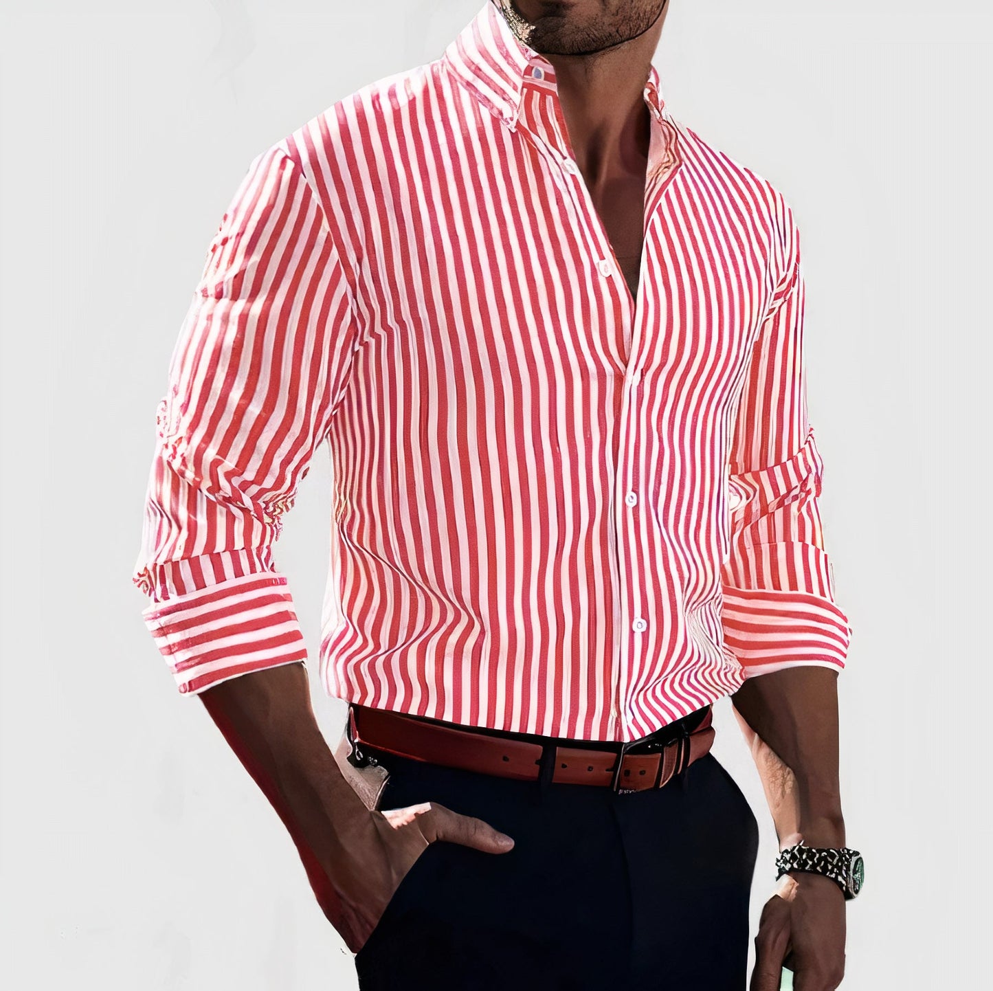 Herren elegante gestreiftes Sommerhemd - Augusto