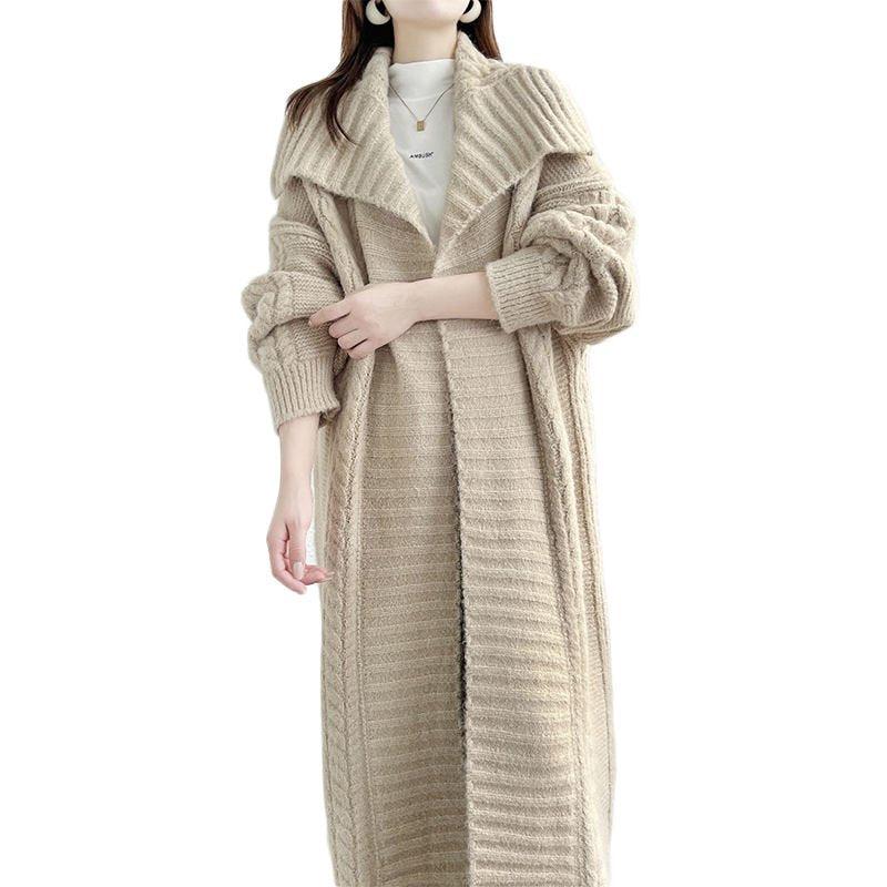 Wesara | Damen Strickjacke mit Kragen und Patchwork-Design – Perfekt für den Winter