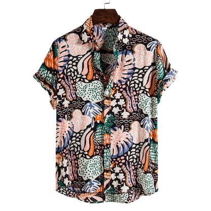 Stylisches Herren Kurzarm Hemd mit Vintage Druck aus Baumwolle