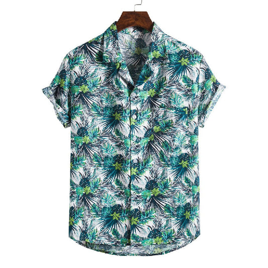 Stylisches Herren Kurzarm Hemd mit Vintage Druck aus Baumwolle