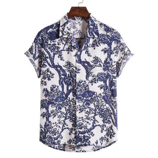 Stylisches Herren Kurzarm Hemd mit Blumen Design