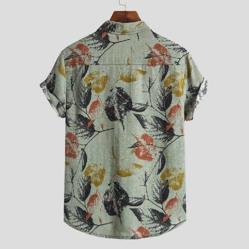 Stylisches Herren Kurzarm Hemd mit Vintage Druck aus Baumwolle